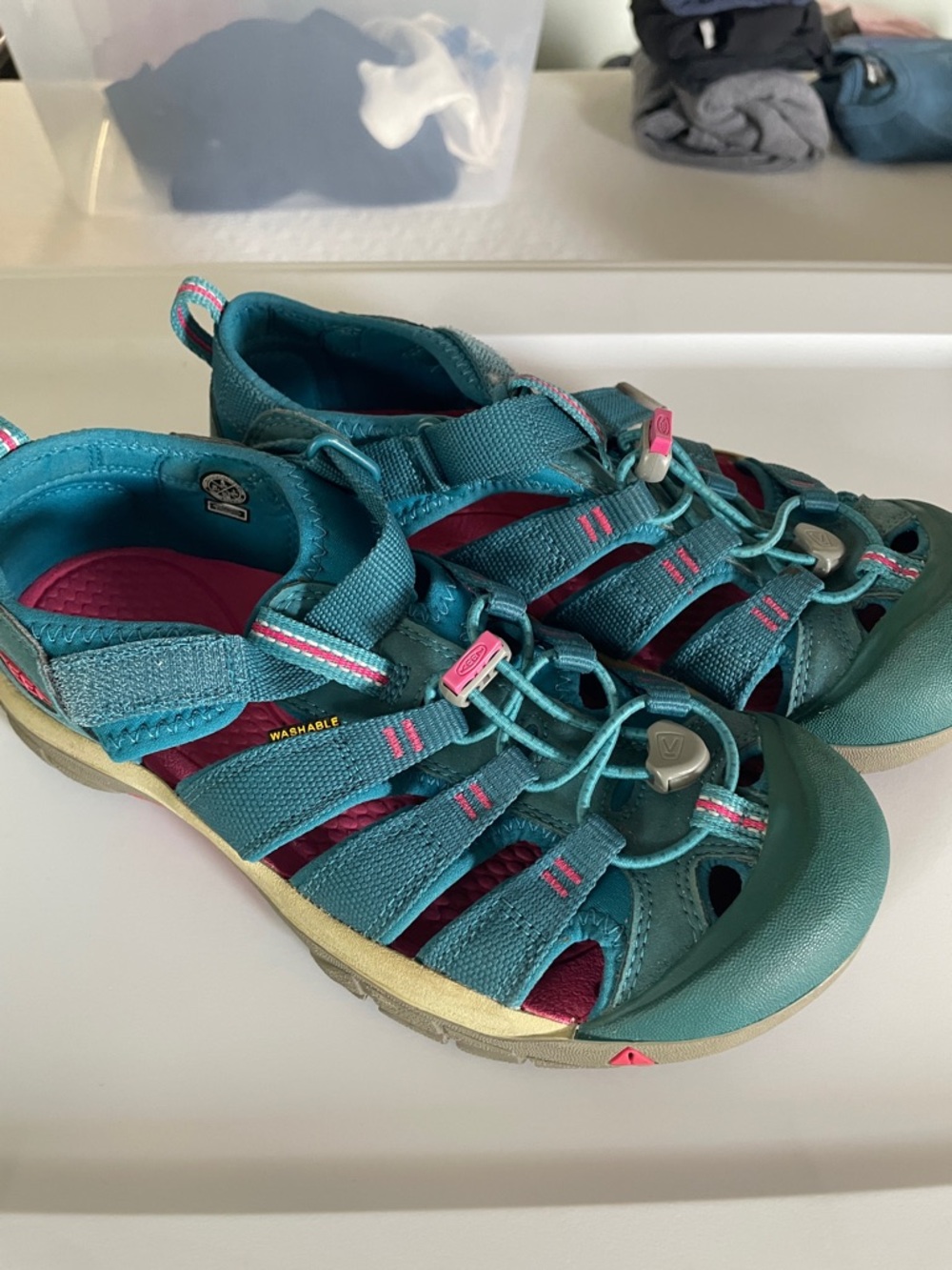 Keen Teal and Pink Kids Sport Sandals